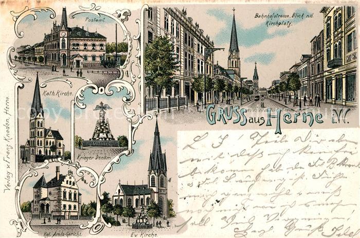 Herne Westfalen Kirche Postamt Kriegerdenkmal Kirche