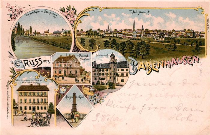 Babenhausen Hessen Postamt Schlosshof Kriegerdenkmal Panorama