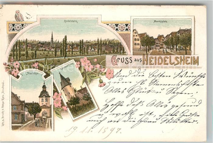 Heidelsheim Marktplatz Katzenthurm Stadtthor Panorama