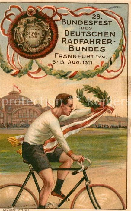 Frankfurt Main 28. Bundesfest Deutsches Radfahrer-Bundes Litho