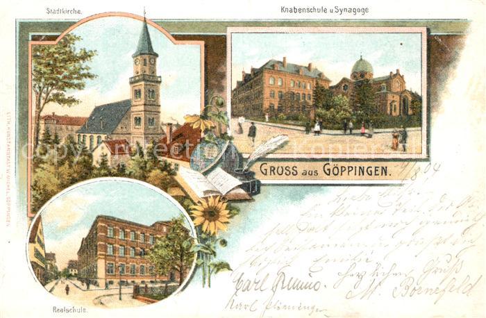 Goeppingen Knabenschule und Synagoge Realschule Stadtkirche