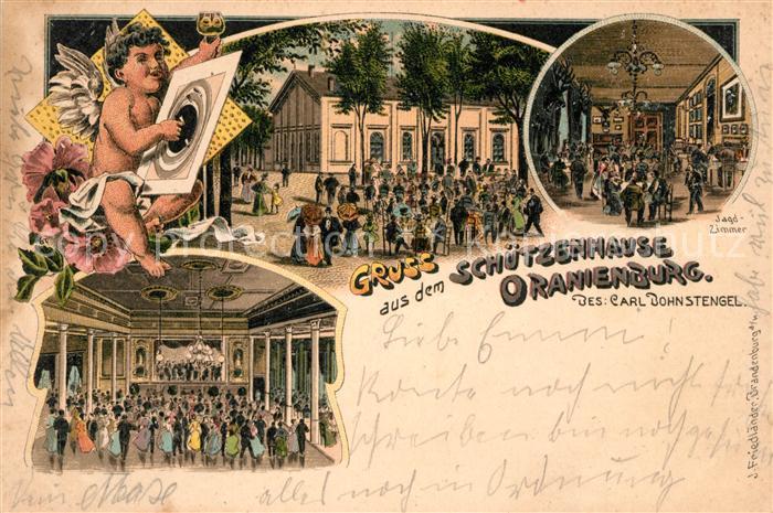 Oranienburg Schuetzenhaus Jagdzimmer Engel Litho