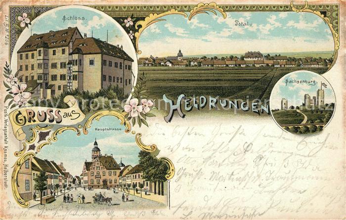 Heldrungen Schloss Hauptstrasse Sachsenburg Litho