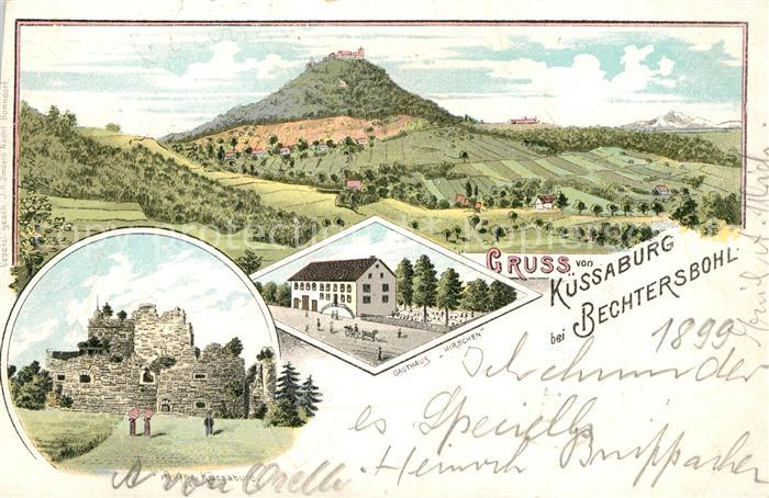 Bechtersbohl Ruine Kuessaburg Gasthaus Hirschen Litho