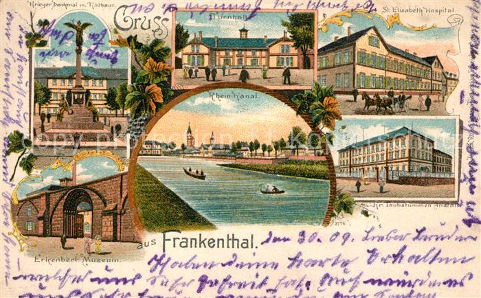Frankenthal Pfalz St. Elisabeth Hospital Turnhalle Taubstummen-Anstalt Litho