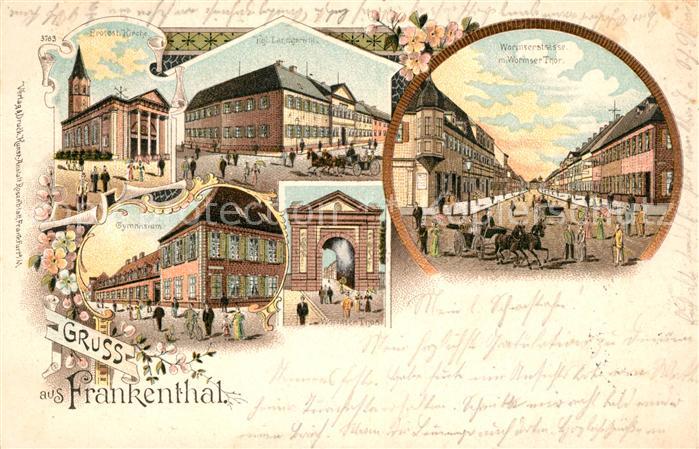 Frankenthal Pfalz Landgericht Wormserstrasse Gymnasium Litho