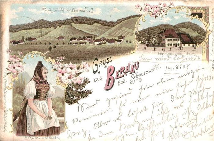 Bernau Schwarzwald Gasthaus zum Loewen Schwarzwaelderin Litho