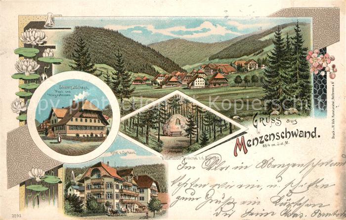 Menzenschwand Schwarzwaldhaus Post Telegrafenamt Hotel-Kurhaus Litho