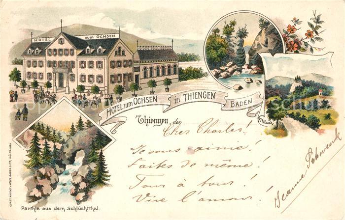 Thiengen Rhein Hotel zum Ochsen Schluechtthal Litho