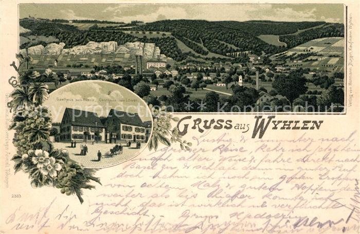 Wyhlen Gasthaus zum Roessle Gasthaus zum Loewen Litho