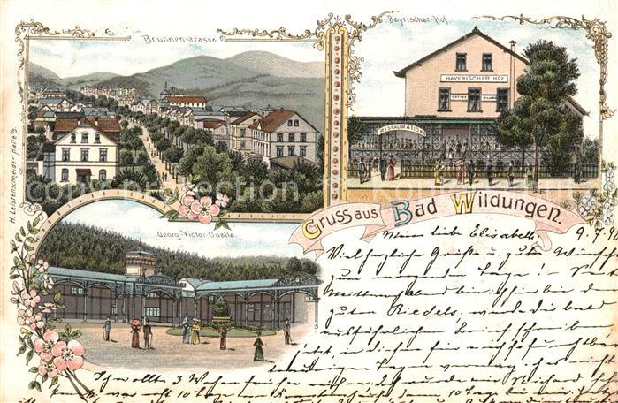 Bad Wildungen Brunnenstrasse Bayrischer Hof Georg-Victor-Quelle Litho