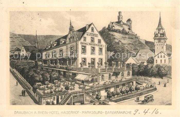 Braubach Rhein Hotel Kaiserhof Marksburg Barbarakirche
