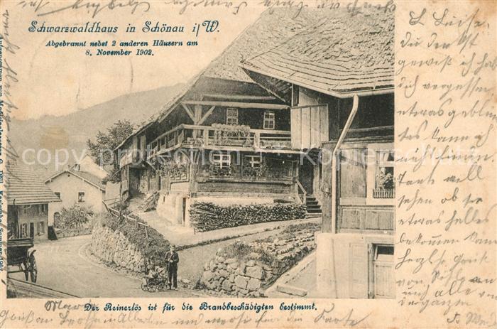 Schoenau Schwarzwald Schwarzwaldhaus Spendenkarte Brandbeschaedigte