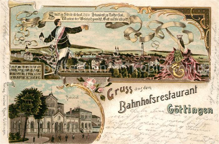 Goettingen Niedersachsen Bahnhofsrestaurant Bahnhof Litho