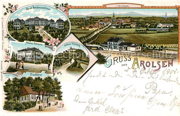 Bad Arolsen Residenzschloss Fischhaus Schloss Waldeck Litho