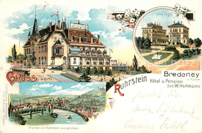 Bredeney Hotel-Pension Ruhrstein Villa Huegel Litho