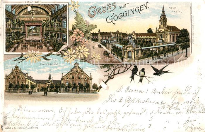 Goeggingen Bayern Neue Anstalt Bauernhof Theater Litho
