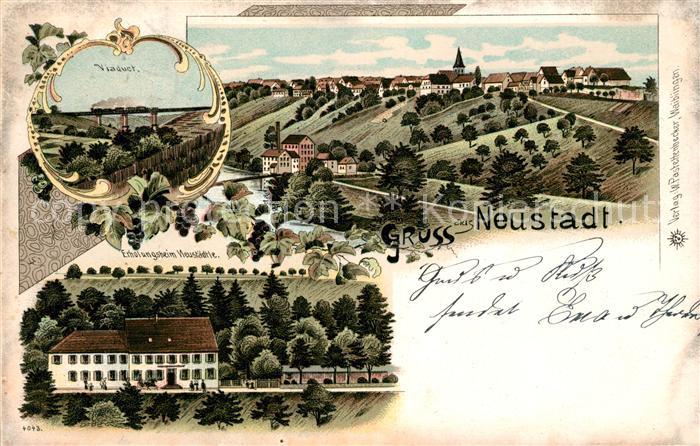 Neustadt Waiblingen Viadukt Erholungsheim Neustaedtle Litho