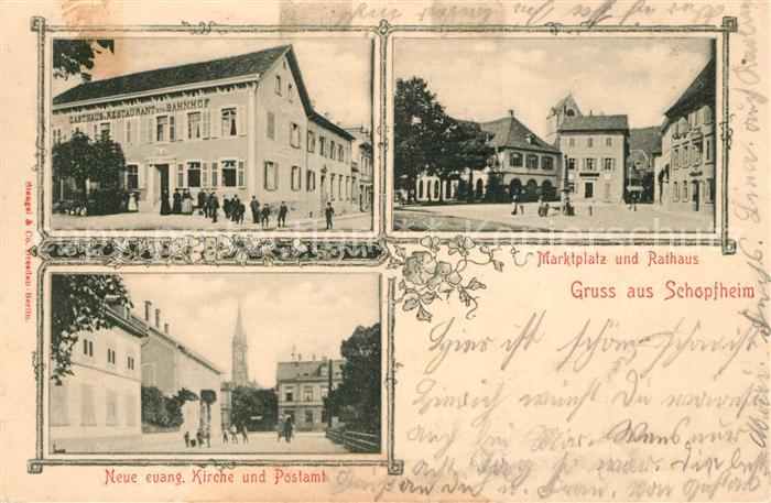 Schopfheim Gasthaus zum Bahnhof Marktplatz Rathaus Postamt