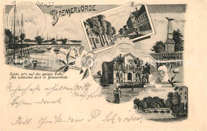 Bremervoerde Neue Strasse Ackerbauschule Hafen Ostebruecke