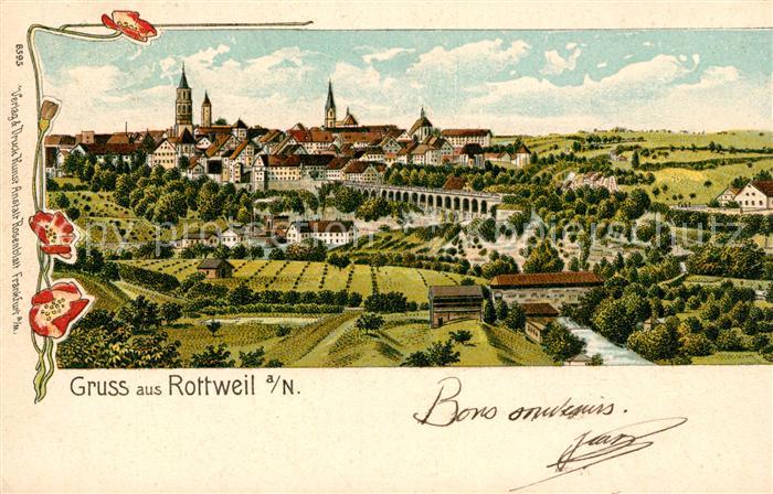 Rottweil Neckar Gesamtansicht Litho
