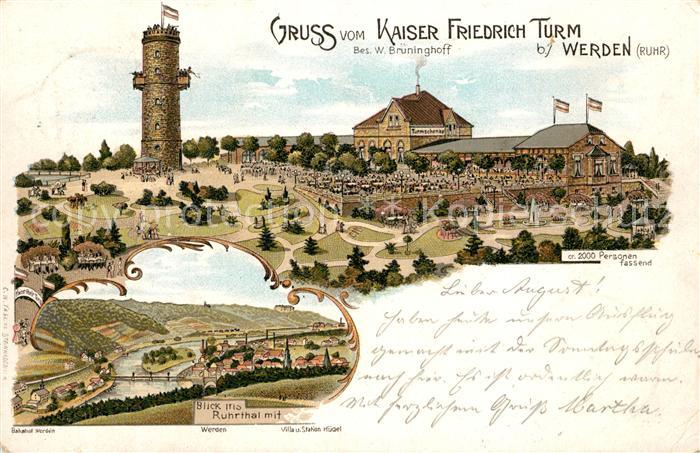 Werden Ruhr Kaiser Friedrich Turm Litho