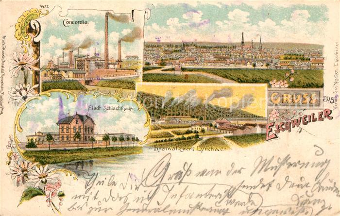 Eschweiler Rheinland Concordia Eisenwalzwerk Lynch Schlachthaus Litho