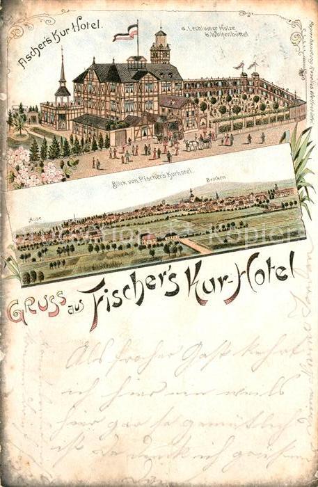 Wolfenbuettel Fischer's Kur-Hotel Leuchlumer Holze Litho