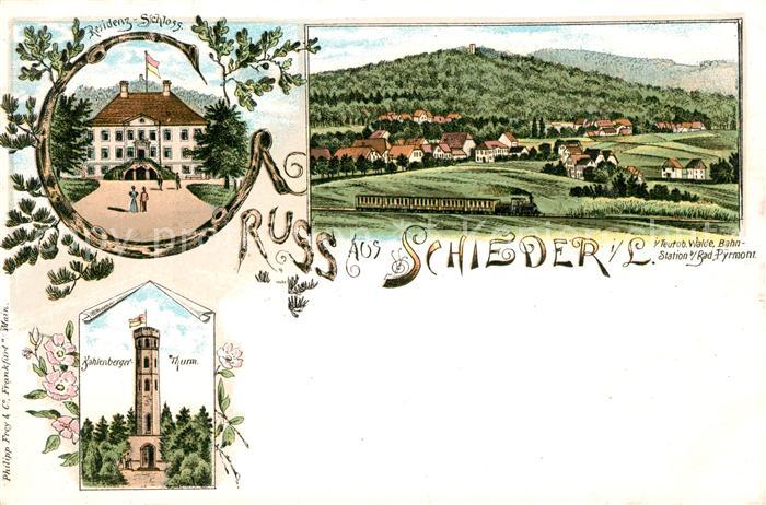 Schieder-Schwalenberg Residenzschloss Kahlenbergerturm Litho