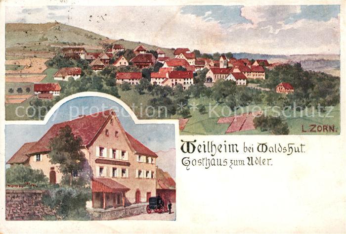 Weilheim Waldshut Gasthaus zum Adler Kuenstlerkarte L. Zorn