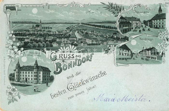 Bonndorf Schwarzwald Neustrasse Rathausplatz Amtshaus Litho