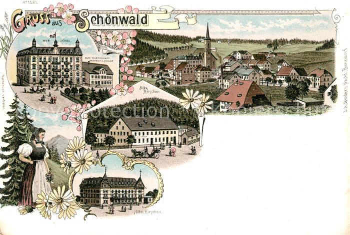 Schoenwald Schwarzwald Hotel Hirschen Gasthof zum Adler Kurhotel Litho