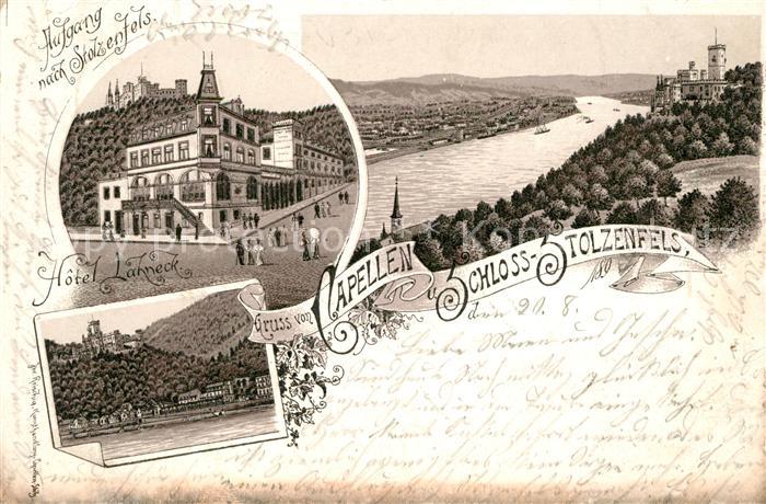 Kapellen-Stolzenfels Hotel Lahneck Schloss Stolzenfels Litho