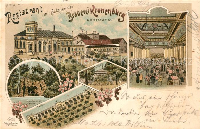 Dortmund Restaurant Brauerei Kronenburg Halle Saal Litho