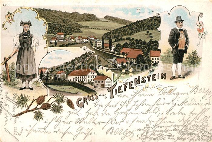 Tiefenstein Albtal Gasthaus zur Krone Trachten Litho