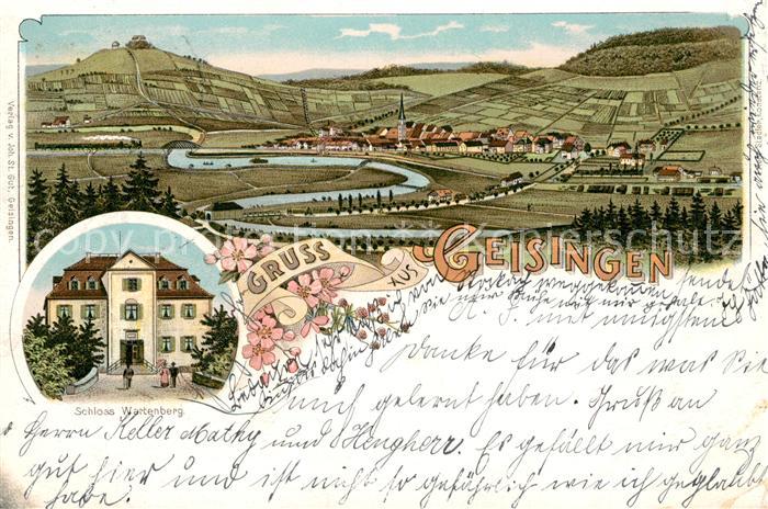 Geisingen Baden Schloss Wartenberg Totalansicht Litho
