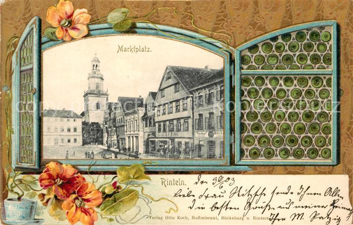 Rinteln Fensterkarte Marktplatz Litho