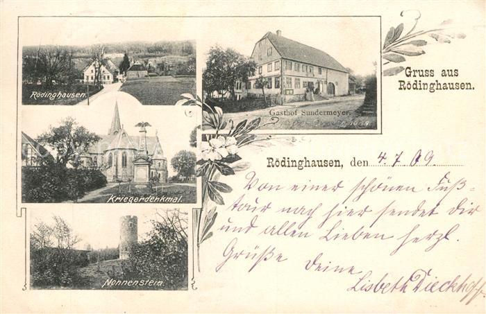 Roedinghausen Gasthof Sundermeyer Nonnenstein Kriegerdenkmal