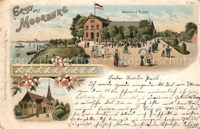 Moorburg Hamburg Kirche Blankhau's Salon Litho