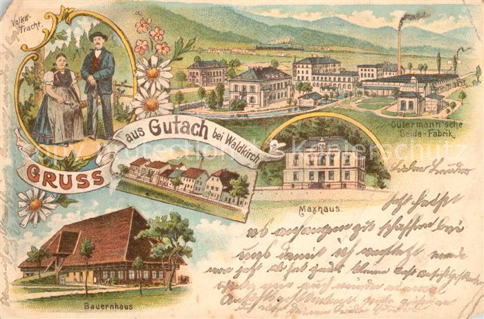 Gutach Breisgau Guetermann'sche Seide-Fabrik Maxhaus Bauernhaus Volkstracht Lith