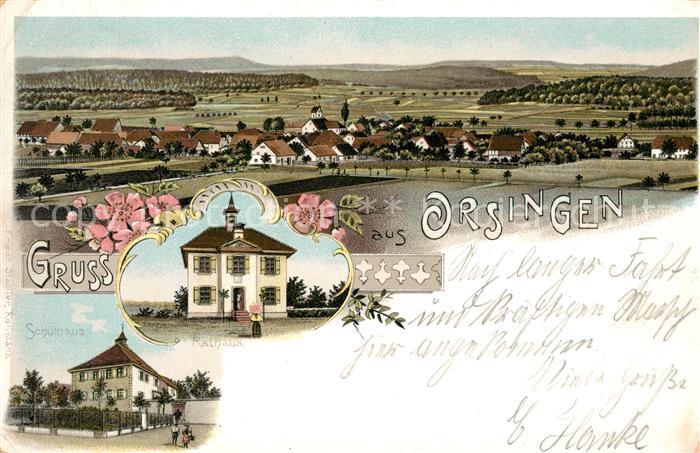 Orsingen-Nenzingen Rathaus Schule Litho