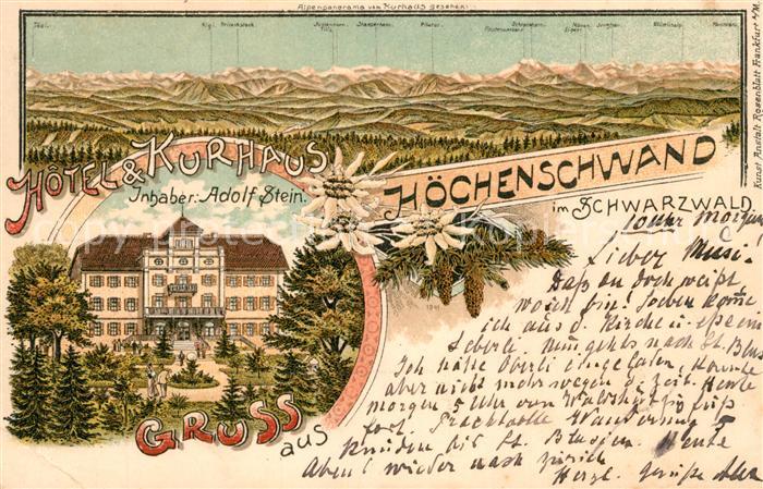 Hoechenschwand Hotel-Kurhaus Adolf Stein Litho