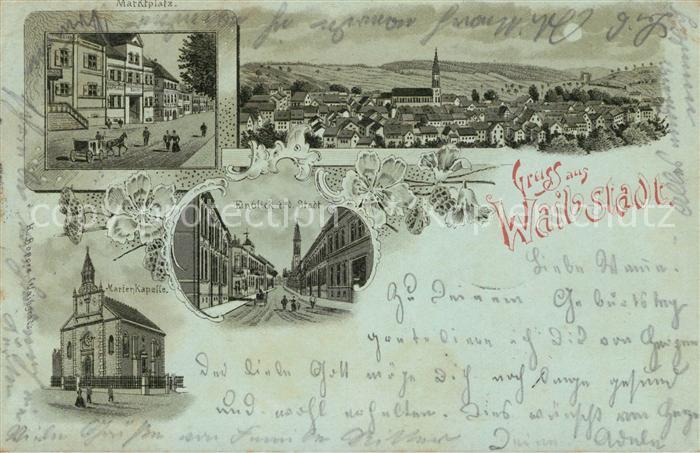 Waibstadt Marktplatz Marienkapelle Gasthaus Litho