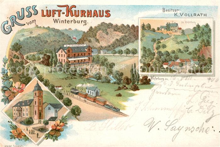 Winterburg Kirche Hotel Vollrath Litho