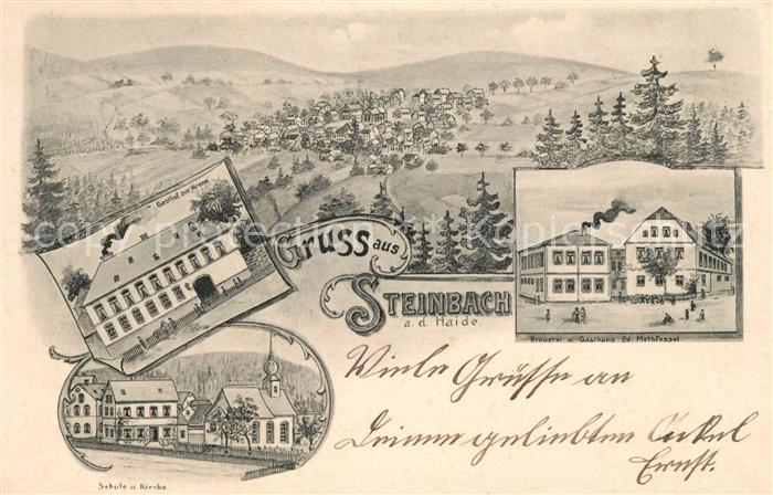 Steinbach Haide Gasthof zur Krone Schule Kirche Brauerei-Gasthaus Methfessel