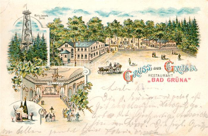 Gruena Sachsen Restaurant Bad Gruena Litho Maria-Josepha-Turm
