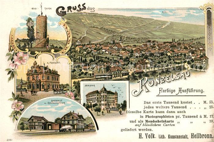 Kuenzelsau Postamt Bahnhof Restauration Seminar Litho