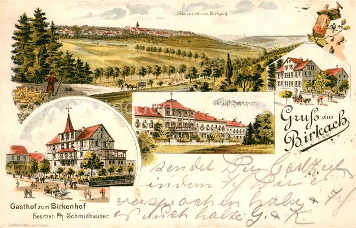 Birkach Stuttgart Gasthof zum Birkenhof Schloss Hohenheim Litho