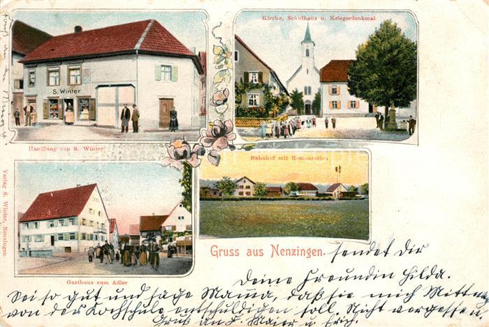 Orsingen-Nenzingen Handlung S. Winter Bahnhof Gasthaus zum Adler Schulhaus Kirch