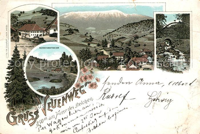 Neuenweg Gasthof zur Sonne Nonnenmattweier Litho